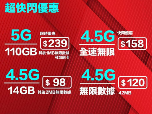 ⚜️SmarTone 5G 快閃優惠⚜️
🚫原價$458 ✅快閃優惠價$239
🌐本地無限分鐘 🌐本地110Gb 後1Mbps任用 🌐2Gb中澳Data 🌐合約期內送內地號碼
🧨Facebook推薦月費共回贈$600 🧨再有$300超市禮卷 🧨免$18行政費