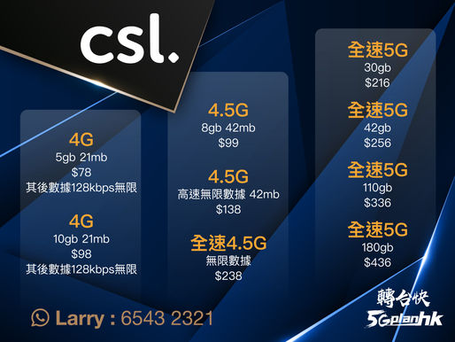 🔥🔥csl 信心網絡 🔥🔥
最新5G/4G月費計劃優惠

‼️最熱門優惠月費計劃‼️

🌈🌈勁抵玩4.5G無限plan 🌈🌈

🔥🔥月費$138🔥🔥

♾無限數據 42mbps