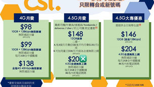 csl. 最新精選優惠🌟

‼️只限轉台或新號碼‼️
⬇️⚡️快閃優惠⚡️⬇️

1️⃣ 4G  42mbps（2年合約）
🌟每月$138 / 全程 4G 42mbps 無限數據
✅無限通話分鐘