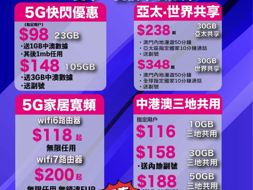 🌠「3HK」最新轉台優惠4.5G低至$78 享有20gb之後限速,快閃$x8 5G 33gb+4gb中澳數據, 包社交任用數據組合（免隧道費行政費）🌠

🎉當月熱賣🎉
🔥①$78 4.5G 42mbps 20gb之後限速128Kbps(熱賣)

最新5G 月費
①$x8 5G 頭33gb全速之後限速1Mbps+4gb中澳數據
②$124 5G 頭63gb全速之後限速1M