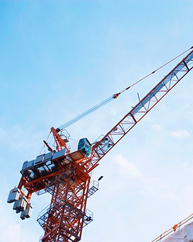 Crane lifting on construction site