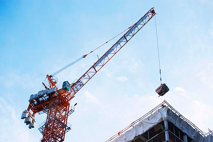 Crane lifting on construction site