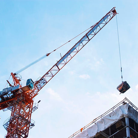 Crane lifting on construction site