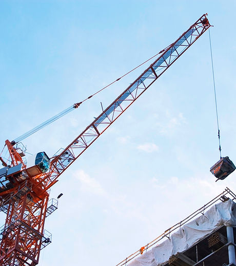 Crane lifting on construction site