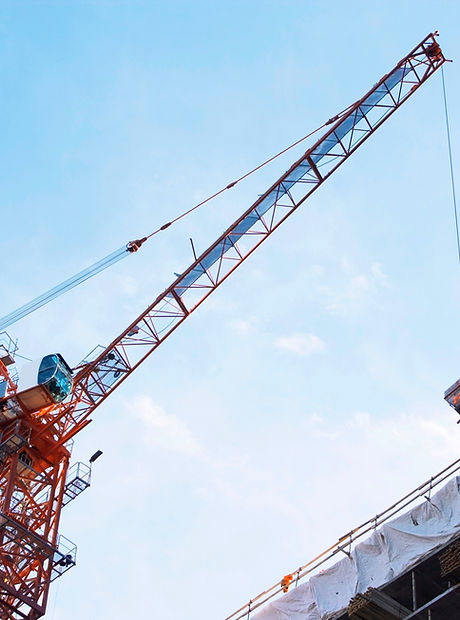 Crane lifting on construction site