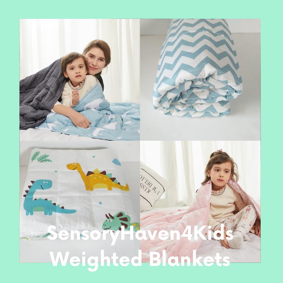 Eye-level view of a child peacefully sleeping under a weighted blanket