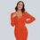Thumbnail: WOMEN'S RED WRAP DRESS WITH LOGO ON THE BACK