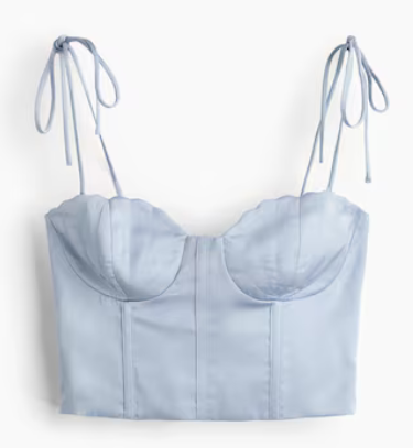 Satin Bustier Top, icy blue