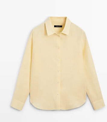Flowing 100% linen shirt, butter yellow