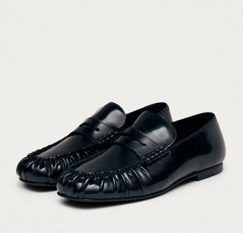 Aven Black Leather Loafers