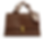 Brown leather handbag with a patterned silk scarf tied to the handle, isolated on a white background.