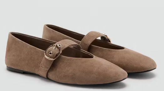 Suede leather ballet flats