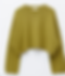 Mustard-green cropped knit sweater with long sleeves and ribbed trim on a white background.