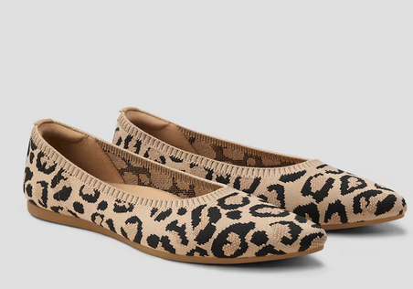 Pointed-Toe Ballet Flats, dark leopard