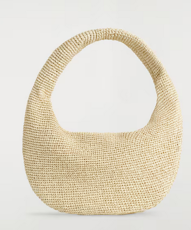 CURVED SHOULDER BAG - STRAW