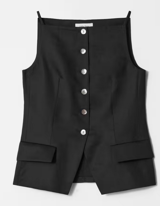 black tailored vest top