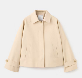 Oversized short trench coat, beige, Mango