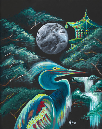 ミュシャ『黄昏（Dusk/Twilight）』リトグラフ(172/300) Twilight Fisher (Original Painting) | Ashley Suzanne Head