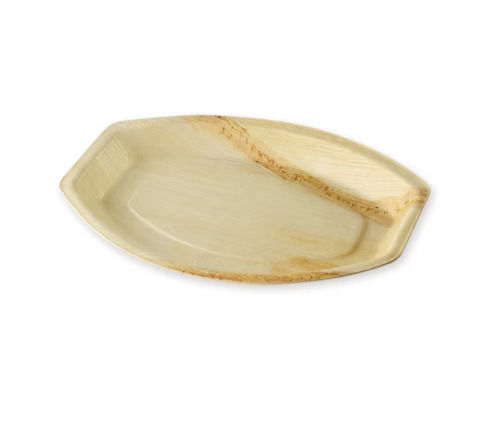 מגשים חד פעמיים מתכלים אובליים 13.5 אינץ' מעלי דקל – טבעיים, עמידים, בקרטון של 120 יחידות (6×20), בעיצוב תואם לכלים מבמבוק וע