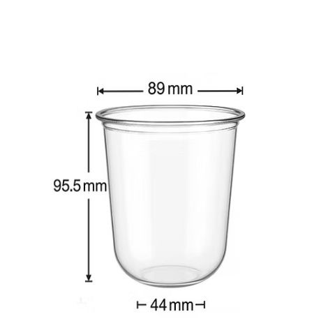 כוס U חד פעמית קריסטלית 14oz (380 מ"ל) – כוס טיקטוק שקופה לקפה קר עם תחתית U מעוגלת ומכסה פייה תואם – 1,000 יח׳