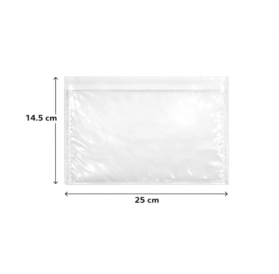 מעטפות פקינג ליסט שקופות 250X145 מ״מ עם דבק אחורי להצמדת תעודת משלוח, ארוז 1,000 יחידות