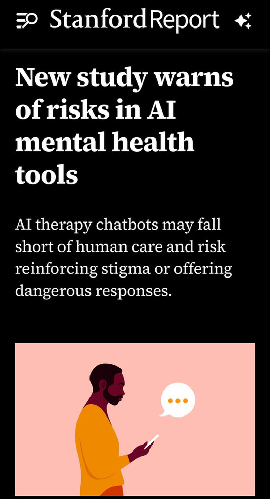 Newspaper headline around the risks in AI mental health tools