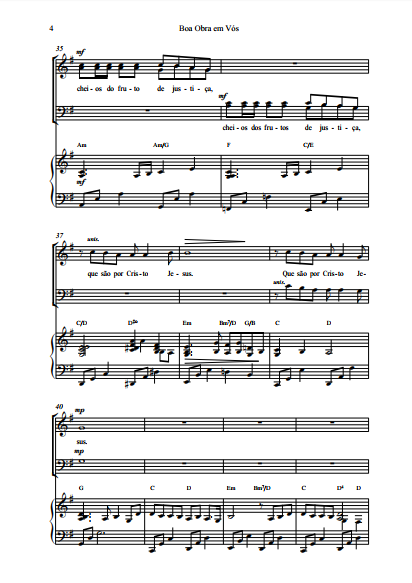 Miniatura: PARTITURA - Boa obra em vós (Coro, Piano e Cifra)