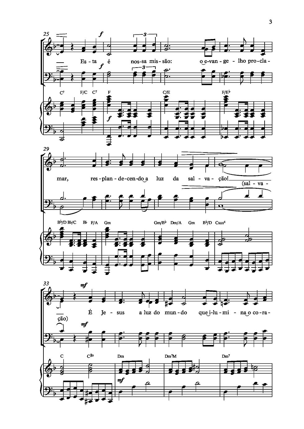 Miniatura: PARTITURA - Esta é a nossa missão (Coro, Piano e Cifra)