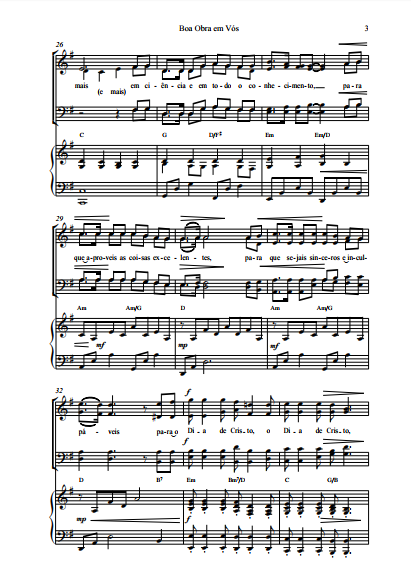 Miniatura: PARTITURA - Boa obra em vós (Coro, Piano e Cifra)