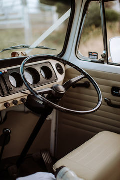 Steering wheel inside the Coastal Kombi