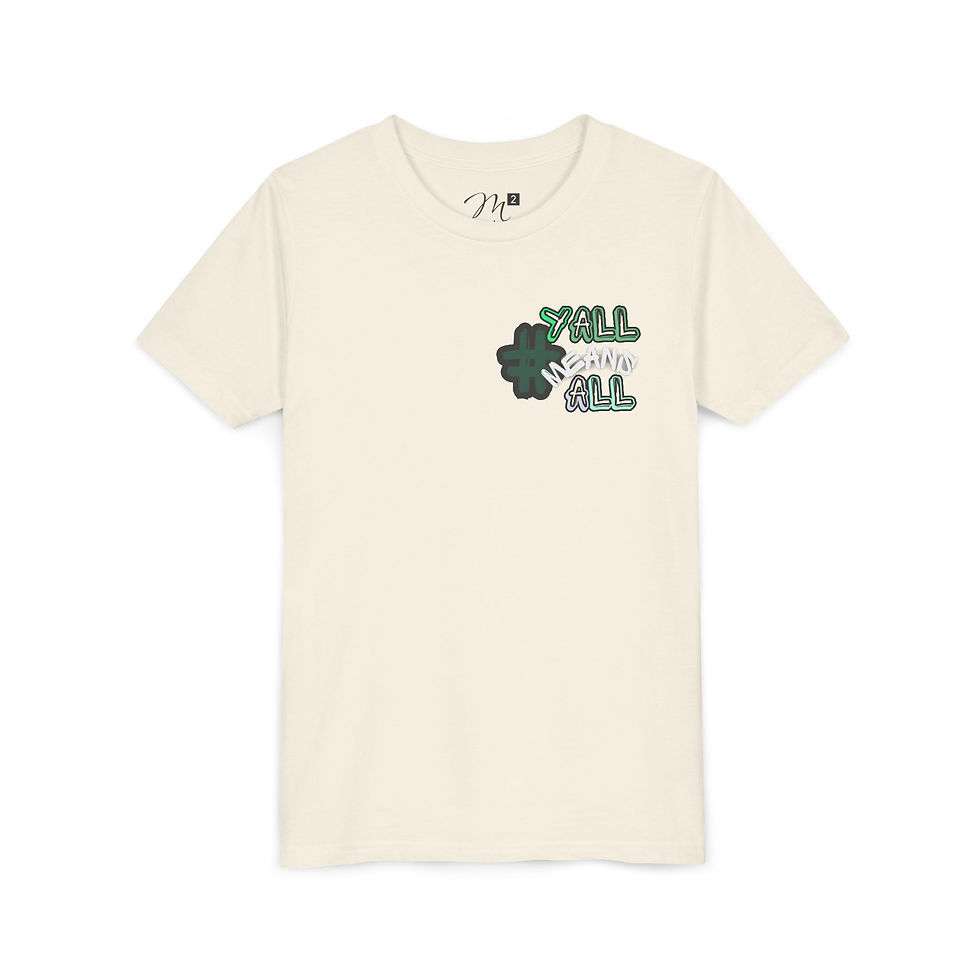 Thumbnail: #YallMeansAll Youth Short Sleeve T-Shirt, Green Front & Back, Apparel for Kids