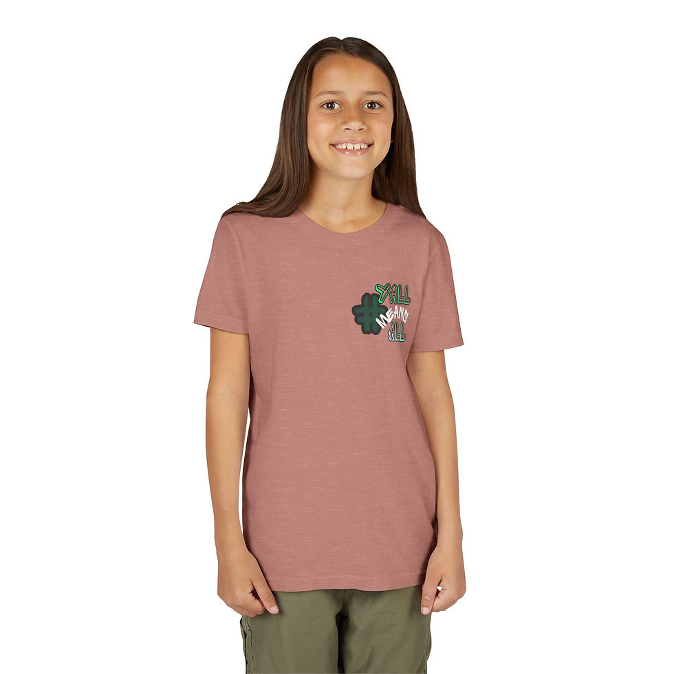 Thumbnail: #YallMeansAll Youth Short Sleeve T-Shirt, Green Front & Back, Apparel for Kids