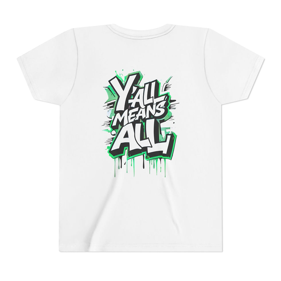 Thumbnail: #YallMeansAll Youth Short Sleeve T-Shirt, Green Front & Back, Apparel for Kids