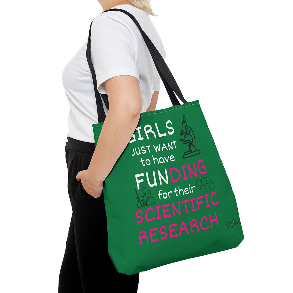Thumbnail: Girls Just Want to have Funding Tote Bag, Dark Green 13x13, 16x16, 18x18 Science
