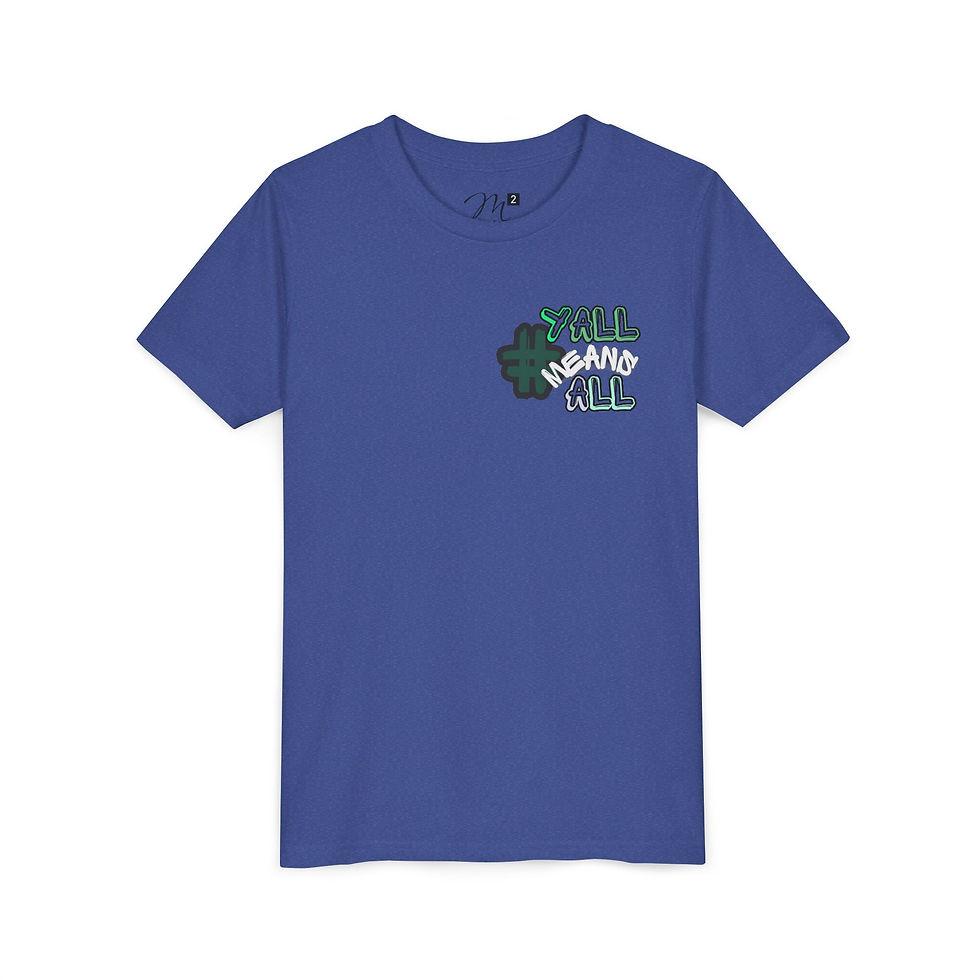 Thumbnail: #YallMeansAll Youth Short Sleeve T-Shirt, Green Front & Back, Apparel for Kids