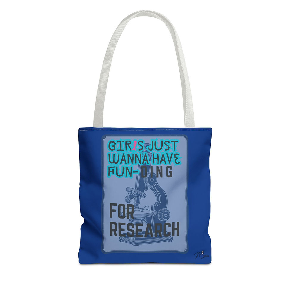 Thumbnail: Girls Just Wanna have FUN-DING Tote Bag, Dark Blue 13x13, 16x16, 18x18 Science