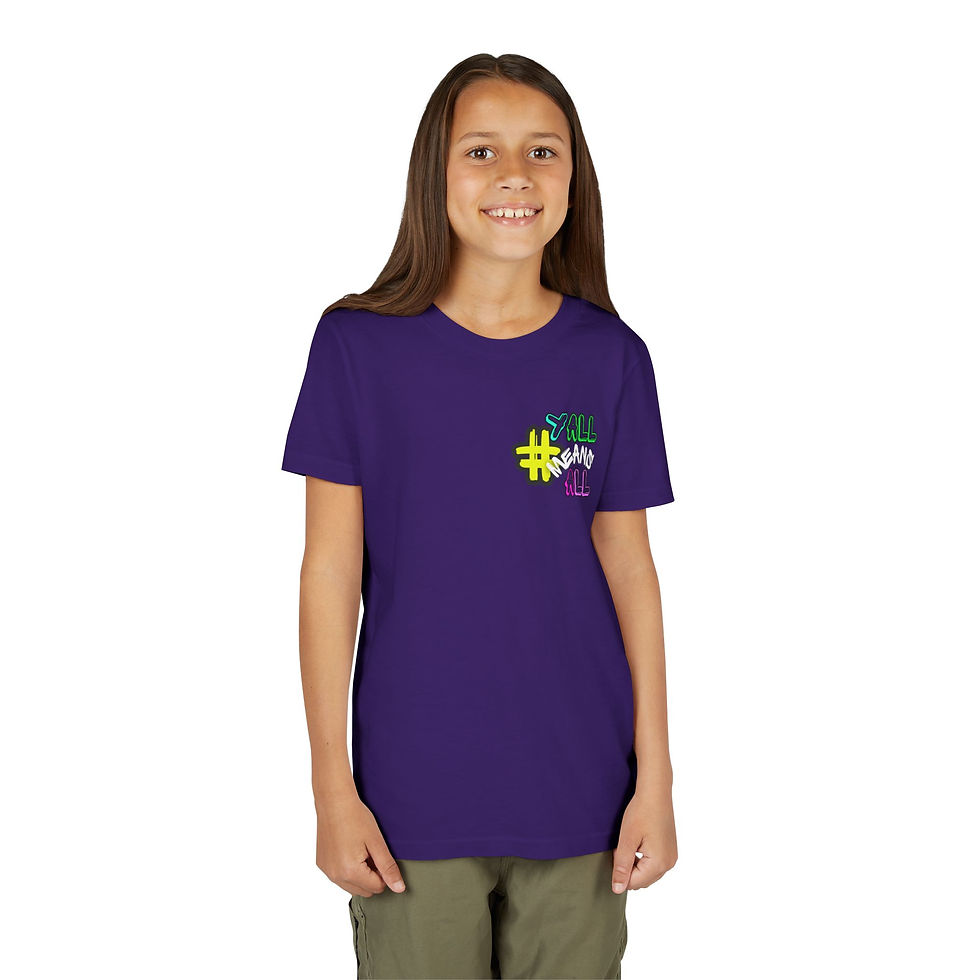 Thumbnail: #YallMeansAll Youth Short Sleeve T-Shirt Highlight Front & Back Apparel for Kids