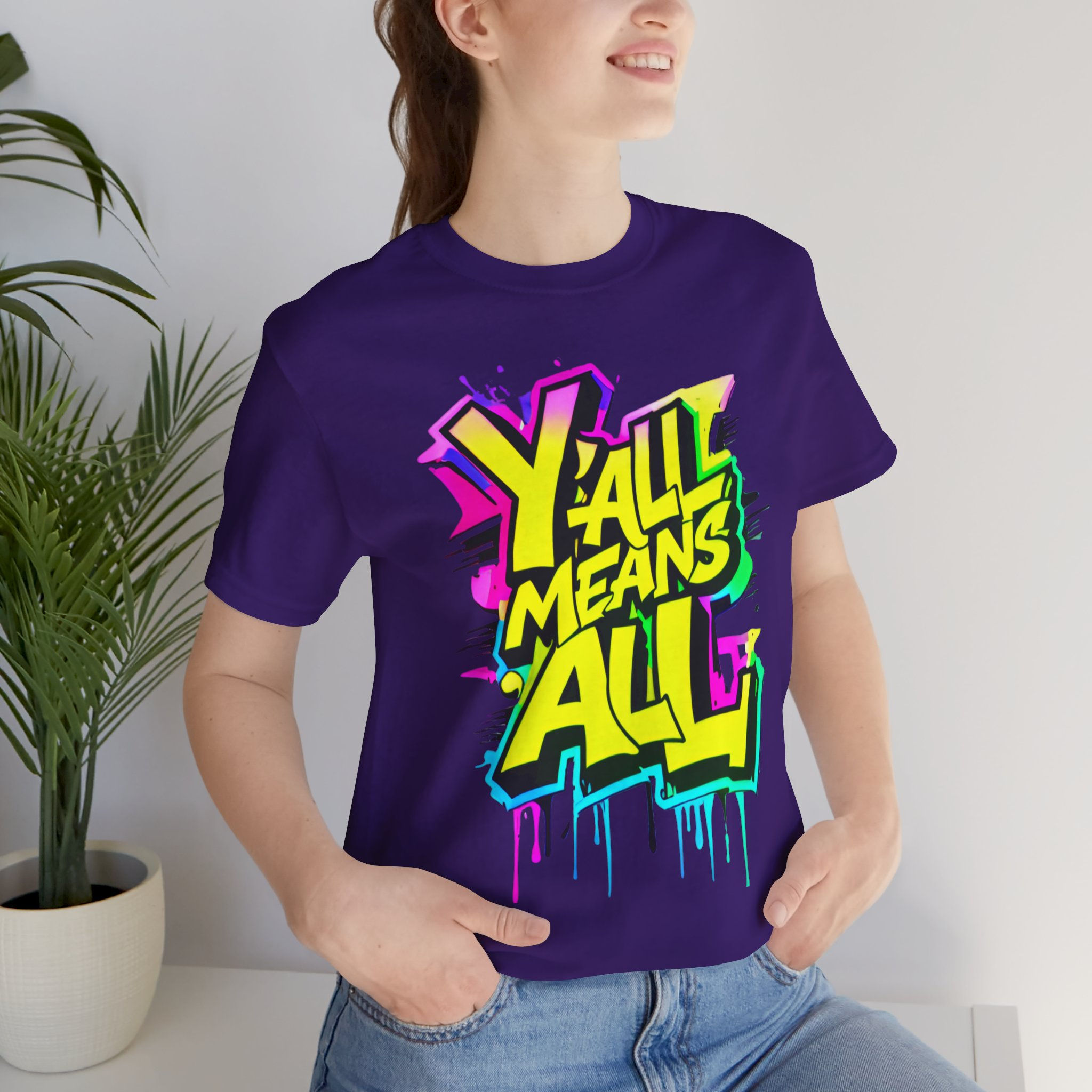 Y'all Means All Unisex Tee, Highlight, Inclusive Apparel for All