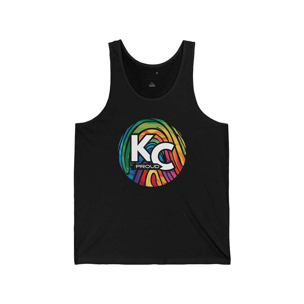 Thumbnail: KC Proud rainbow fingerprint Unisex Jersey Tank, Positivity, Diversity, PRIDE