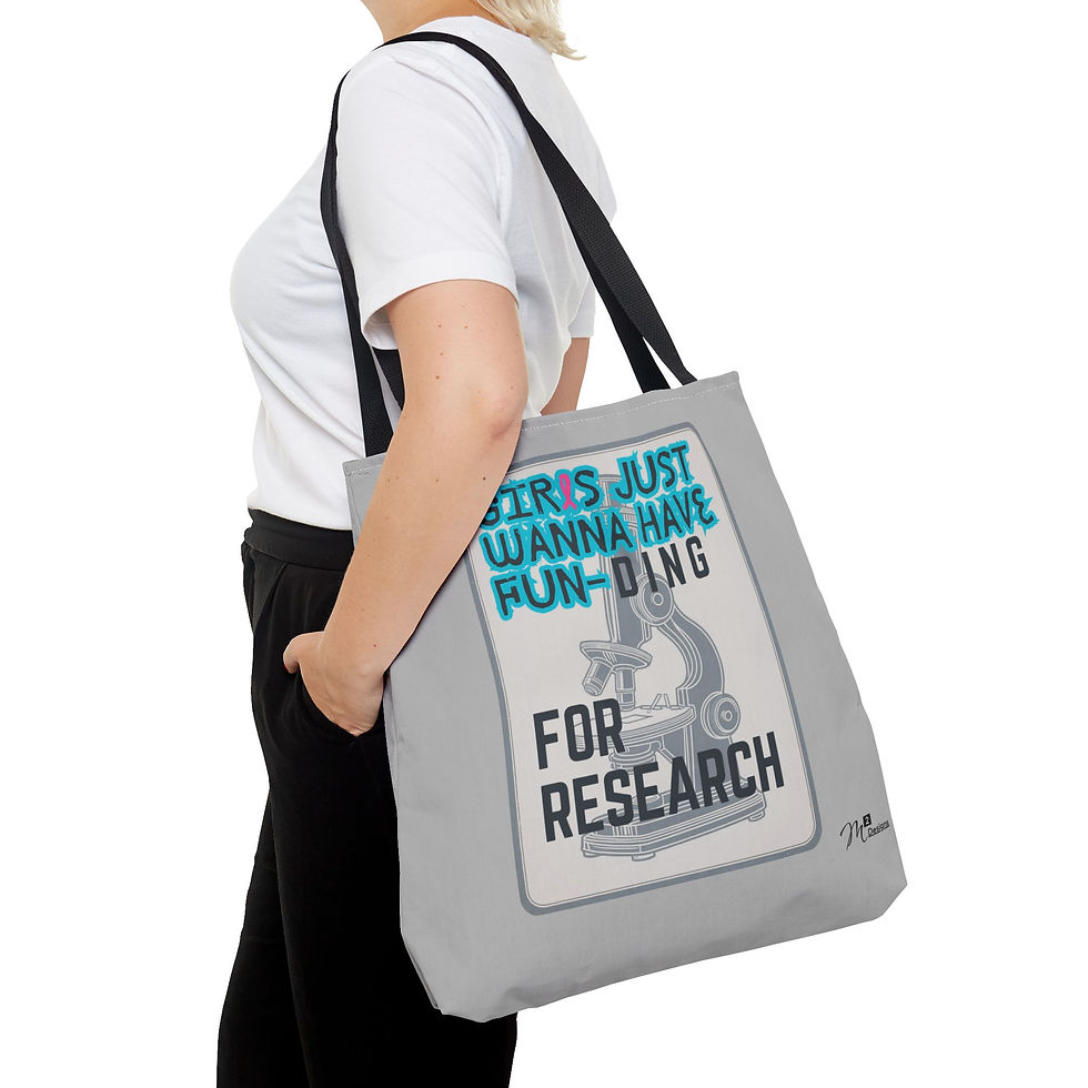 Thumbnail: Girls Just Wanna have FUN-DING Tote Bag, Light Grey 13x13, 16x16, 18x18 Science
