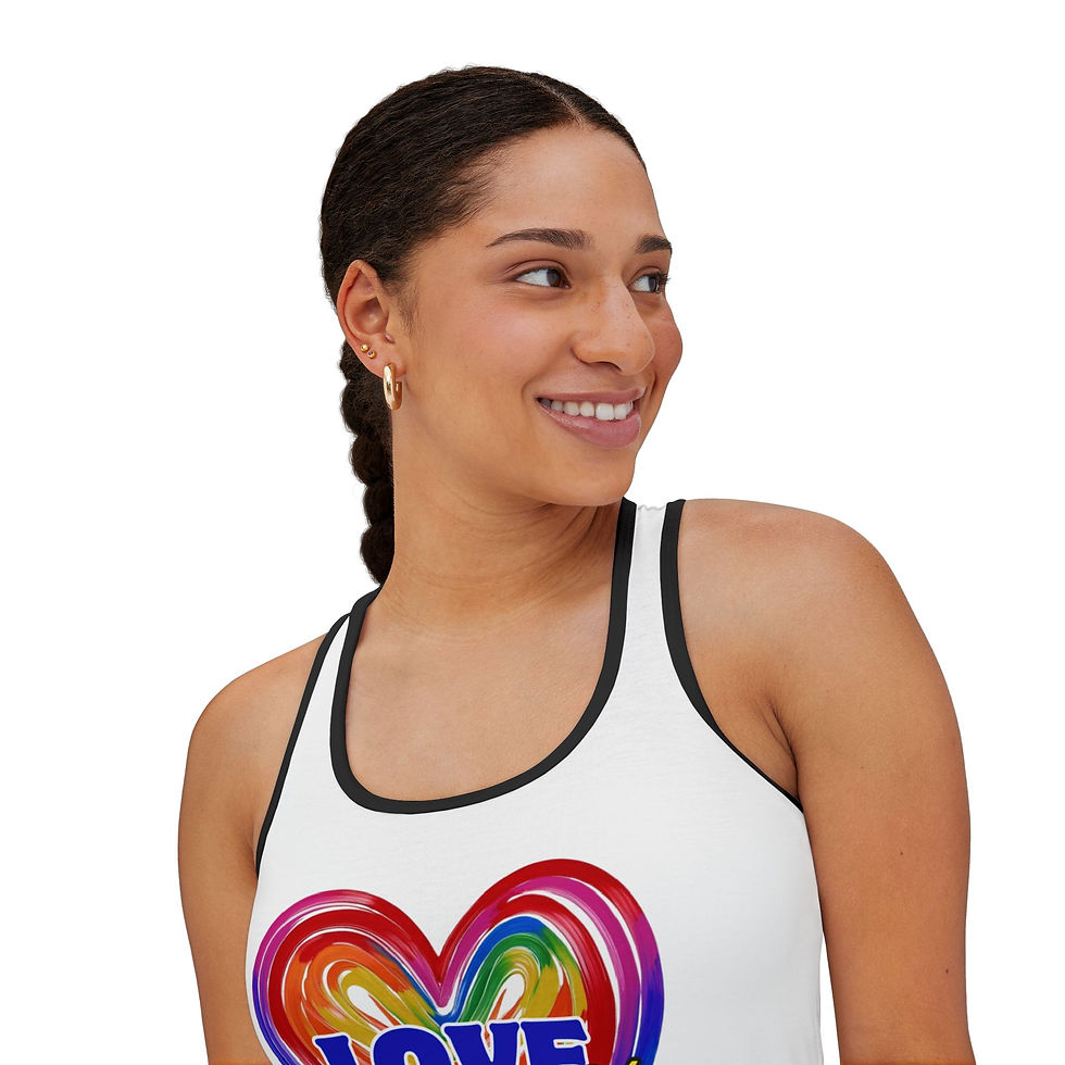 Thumbnail: Love is Love Women's Tank Top, Rainbow Heart Design for Pride and Everyday Wear