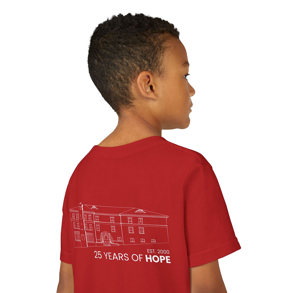 Thumbnail: Unisex Youth Tee, Hope Lodge Kansas City 25 Years of Hope, White Design