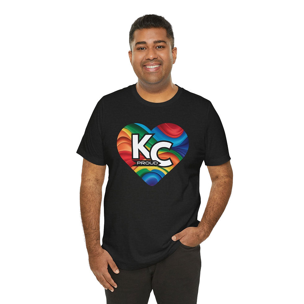 Thumbnail: KC Proud rainbow heart Unisex Tee, Diversity, Inclusive, PRIDE