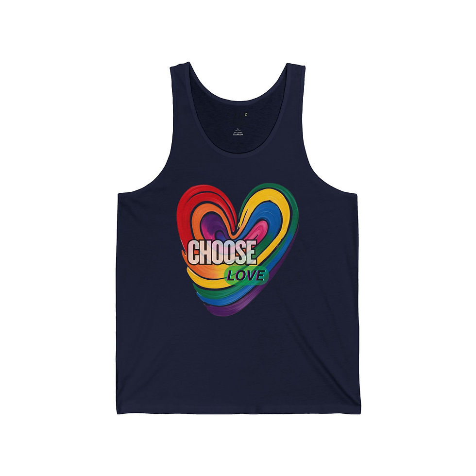 Thumbnail: Choose Love Unisex Jersey Tank, Rainbow Heart, Positivity, Empowerment