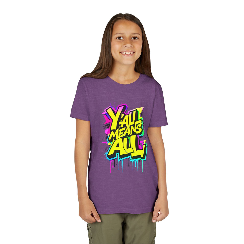 Thumbnail: Y’all Means All Youth Short Sleeve T-Shirt, Highlight Inclusive Apparel for Kids