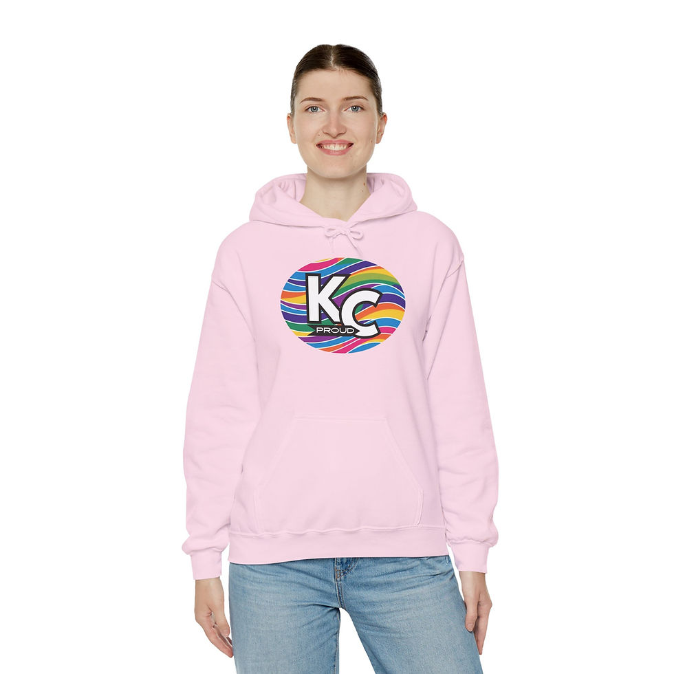 Thumbnail: KC Proud rainbow wave oval Unisex hoodie, Diversity, Inclusive, PRIDE 