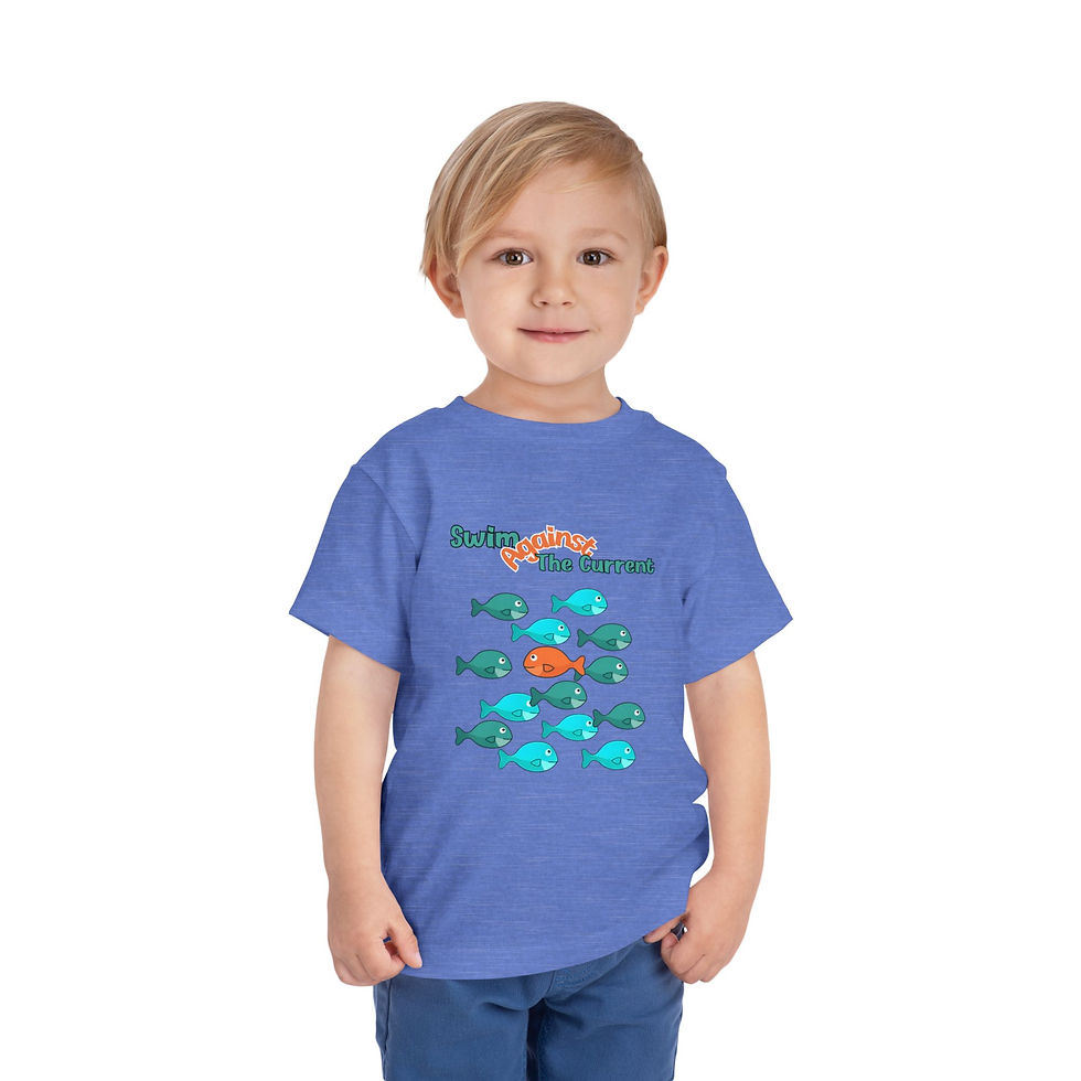 Thumbnail: Swim Against the Current Toddler Tee, Fun Sea Life Empowerment T-Shirt