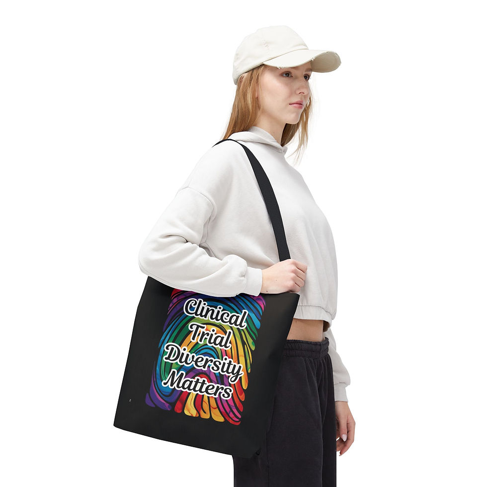 Thumbnail: Clinical Trial Diversity Matters Tote Bag, Rainbow/Black, 13x13 16x16 18x18