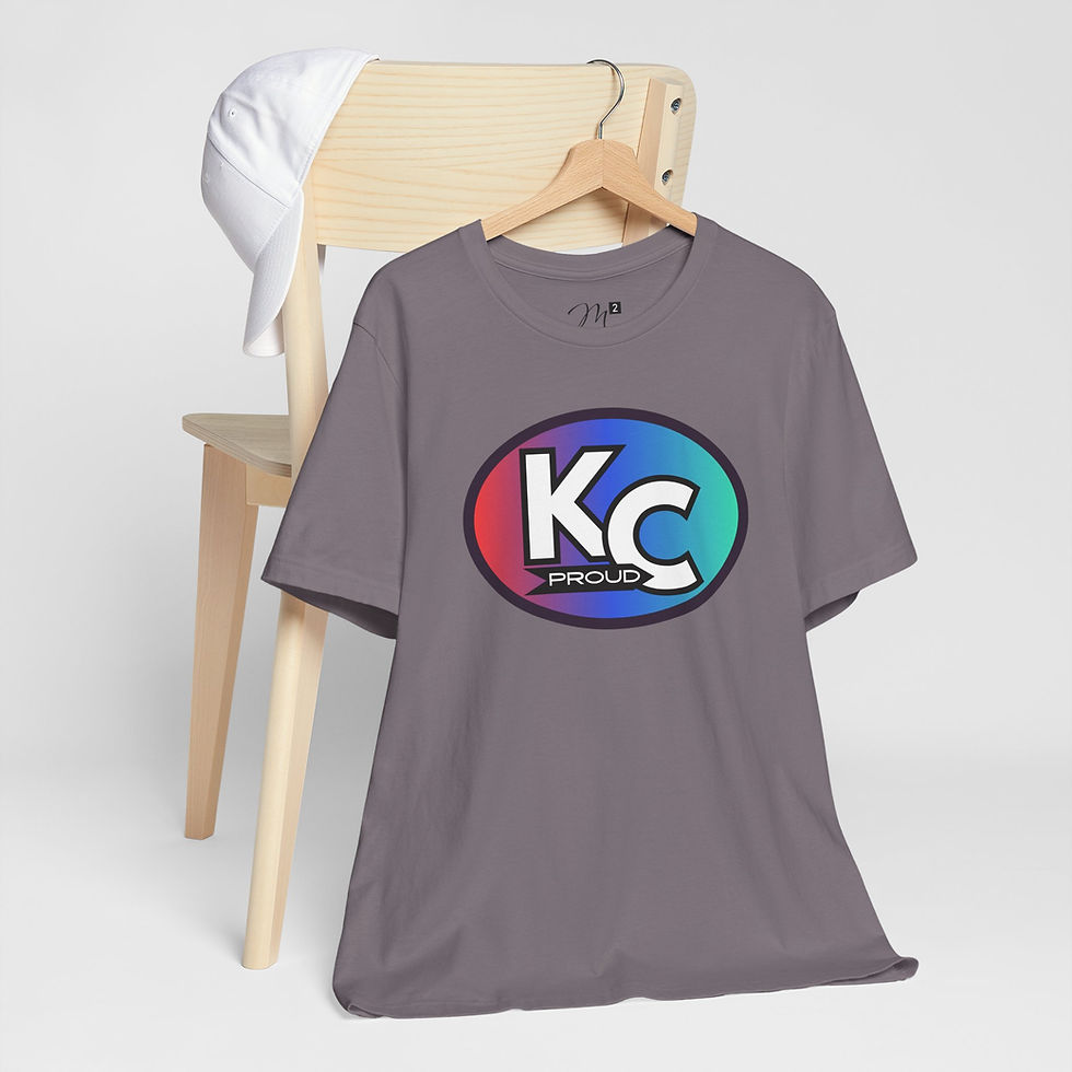 Thumbnail: KC Proud (red blue aqua oval) Unisex Tee, Kansas City PROUD