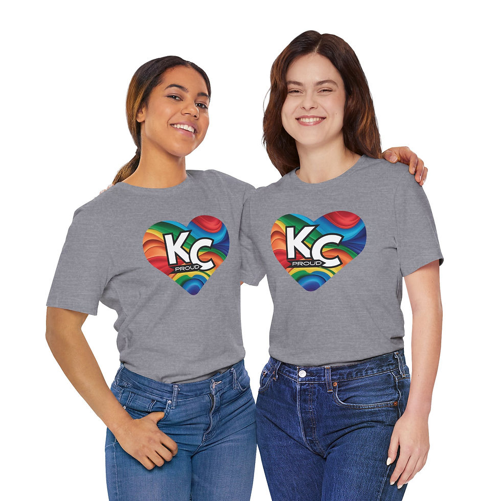 Thumbnail: KC Proud rainbow heart Unisex Tee, Diversity, Inclusive, PRIDE